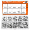 HELIFOUNER 250 Pieces #6-32 x 3/16" 1/4" 5/16" 3/8" 1/2" 5/8" 3/4" 1", Hex Socket Head Cap Screws Bolts Washers Nuts Kit, Coarse Thread, Fully Machine Threaded, 304 Stainless Steel - size: #6-32, style: Socket Head