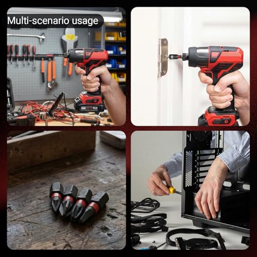 36-Piece Impact Driver Bit Set, Magnetic Nut Driver Set - color: Black