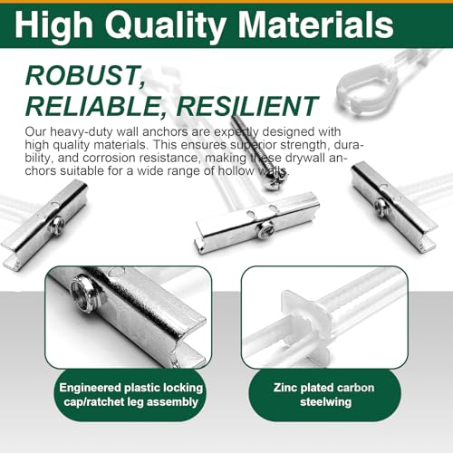 10PCS 1/4"-20 Toggle Bolts for Drywall, Metal Strap Anchors - size: 10pcs