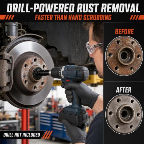 Wheel Hub Cleaning Tool Kit, 5PCS Brake Dust & Rust Removal Brush Set for Drill Attachment, Professional Scratch-Free Wire Wheel Cleaner for Car Truck Auto Hubs, Access Hard to Reach Areas