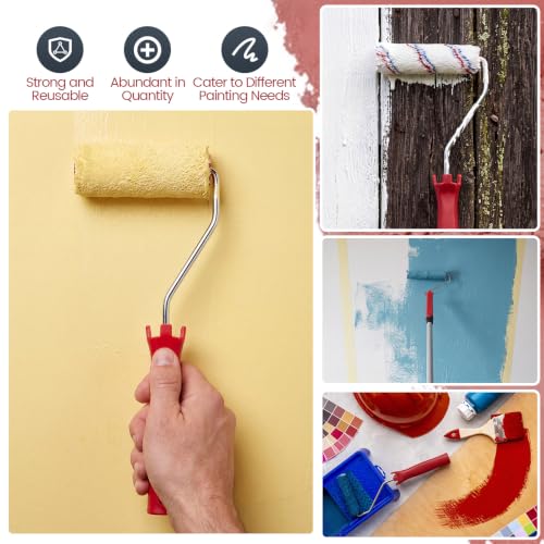 Leumoi 48 Pcs 4 Inch Mini Paint Roller Frame Threaded Grip Handle, Red - color: Red