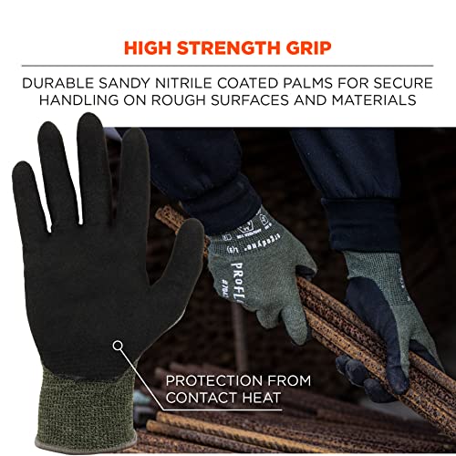 Ergodyne ProFlex 7042 Cut Resistant Work Gloves, ANSI A4, Contact Heat Resistant, Sandy Nitrile Coated Palms, 18g Aramid - size: Large