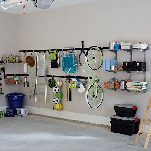 Rubbermaid Garage FastTrack Wire Mesh Basket Wall Mounted Storage System Holds up to 50 pounds Satin Nickel for Tool/Toy/Sports Equipment - style: Wire Mesh Basket