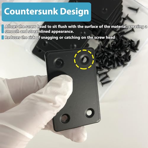 QSJ 16 Pack Stainless Steel Flat Mending Plate 2.36x1.49'', Thickness 1.5mm Straight Stainless Steel Brace Bracket, Fixing Joining Plate for Wood Furniture Fastening & Fixing - size: Black, 2.36x1.49''