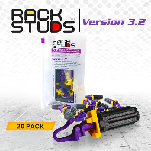 Rackstuds P20 Series II - Server Rack Screws 20-Pack | Cage Nut Replacement Purple 3.2mm/0.126" | A Faster, Easier Solution for Rack mounting Gear in 19" Racks with Square Punched Vertical Rails - color: Purple, size: 20 Pack