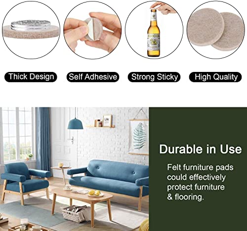 Yelanon Felt Furniture Pads for Hardwood Floors -216 Pcs Premium Felt Pads for Chair Legs, Floor Protectors for Furniture, Beige & Brown (Pack of 2) - size: 216 pcs Beige & Brown (Pack of 2)
