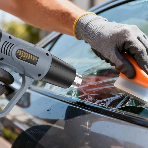 Heat Gun LCD Digital Display 122-1202℉ 7 Level Temperature Control Hot Air Gun with 4 Nozzles Fast Heating Overload Protection 10Ft Power Cord for Shrink Tubing, Vinyl Wrap, Crafting,Resin