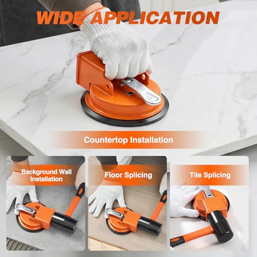 Saker Floor Gap Fixer Tool with Mallet,Laminate Floor Gap Repair Tool,Suction Cup Lifter,Floor Gap Repair Kit,for Floating Wood Floors and Moving Glasses with Sticky Pads and Gloves