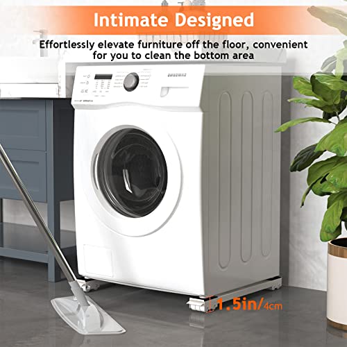 Ronlap Furniture Washing Machine Dolly Extendable Appliance Rollers, White - color: White