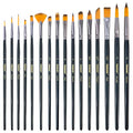 Transon 16 pcs Artist Paint Brush Set Versatile for Acrylic Painting Watercolor Painting Gouache Painting Black Color - color: Black