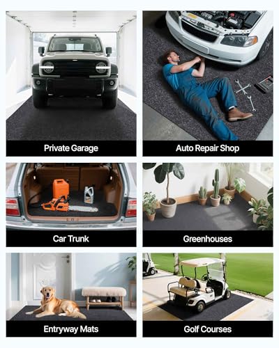 VEVOR Garage Floor Mat, 7.5'x20' Oil Spill Mat Waterproof Protection from Water Snow Rain Mud and Oil for Under Car, Non-Slip Containment Mat with TPE Anti-Leak Backing & Easy Clean & Cuttable - size: 7.5' x 20'