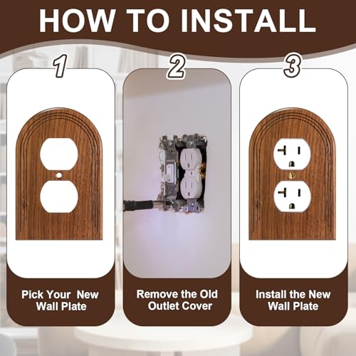 DoubleFill 4 Pcs Walnut Wood Switch Cover,13 * 8.2cm,Arch Double Hole - color: Arch Double Hole, size: 13 x 8.2 cm