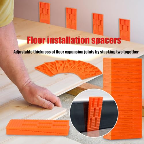 Laminate Wood Flooring Installation Kit, Vinyl Flooring Tools with Spacers, Tapping Blocks, Heavy Duty Pull Bar, Reinforced Double-Faced Mallet Non-Slip Soft Grip (65pcs-Set)