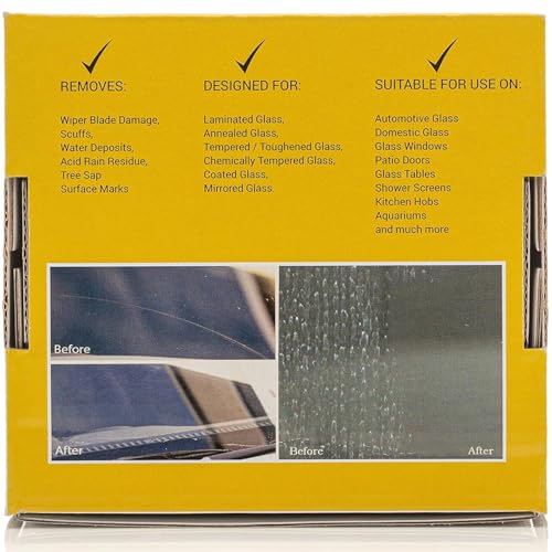 GLASS POLISH DIY 3” (75mm) Windshield Polishing Kit for Car Glass Restoration, Remove Wiper Blade Damage, Fine Scratches, Haziness, and Water Spots, Restore Glass Clarity and Shine