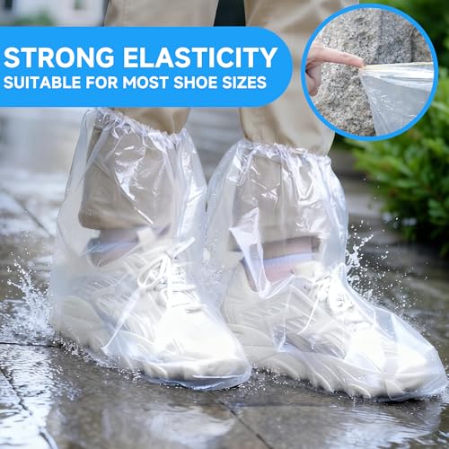 Waterproof Shoe Covers for Rain 10 Pairs Disposable Plastic Rain Shoe Covers Reusable Shoe Ponchos & Boot Covers for Adults' Short Size, Outdoor Travel Commuting and Indoor Protection (Clear)
