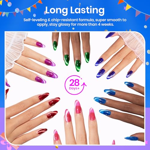 Beetles Cat Eye Gel Nail Polish Set, 6 Colors Cat Eye Glitter Gel Polish - color: A - Cat Eye | Youth Radiance