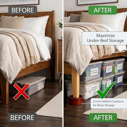 Lufia Solid Pine Wood Bed Risers 2 Inch Lift, Durable Furniture Risers for Beds, Sofas, Desks - Stylish Design, Easy Install, 2,000 lbs Capacity (2 Inch) - size: 2 Inch