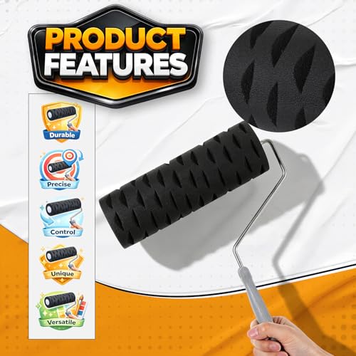 2 Pcs 9" Drywall Texture Roller, Tree Bark Pattern