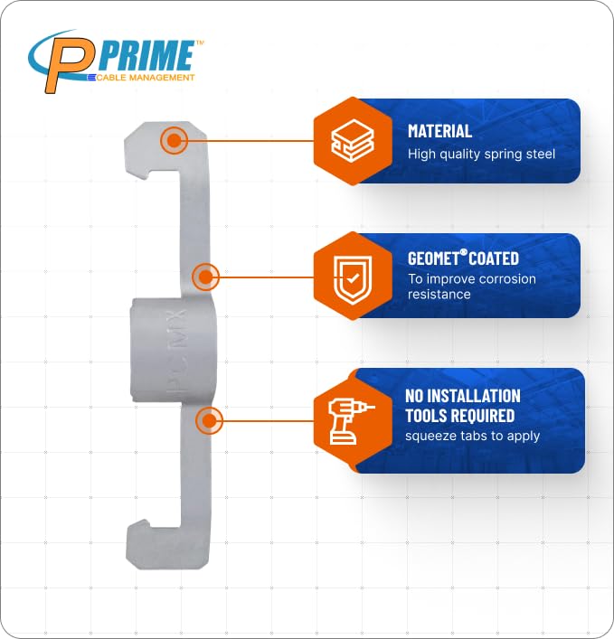 Conduit Cable Support Clip to Ceiling Wire, Threaded Rod & Flanges. Heavy Duty Spring Steel Clip 50 Pack - size: 50 Pack