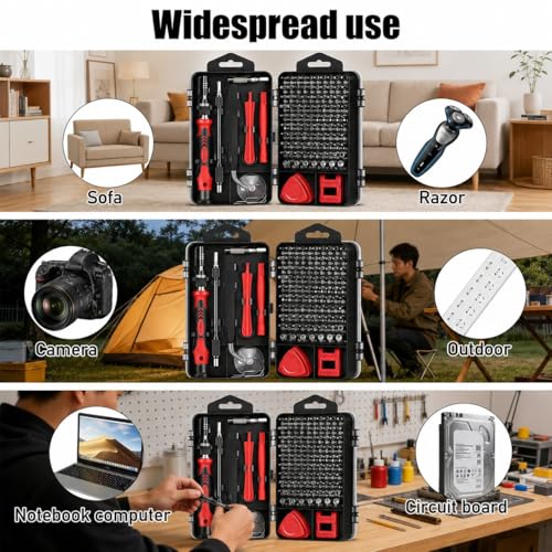 Screwdriver Set Precision Repair Tool Kit with Magnetic Bits and Storage Case for Electronics and Household Use - color: Red
