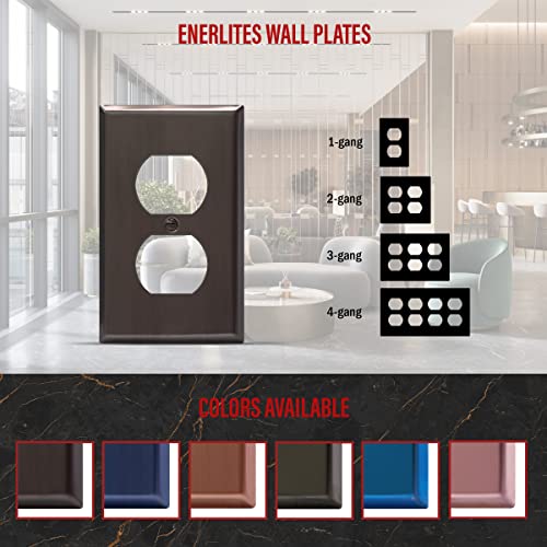ENERLITES Duplex Receptacle Metal Wall Plate, 1-Gang, Brushed Black - color: Brushed Black, size: Standard Size