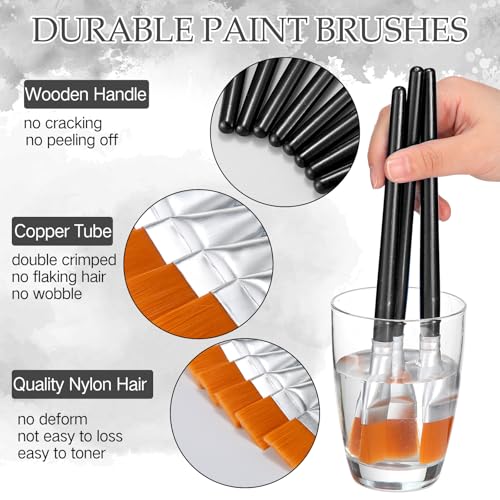 Crtiin 60 Bulk 1 Inch Flat Paint Brushes for Acrylic Painting Large(Black) - color: Black, size: 1 Inch