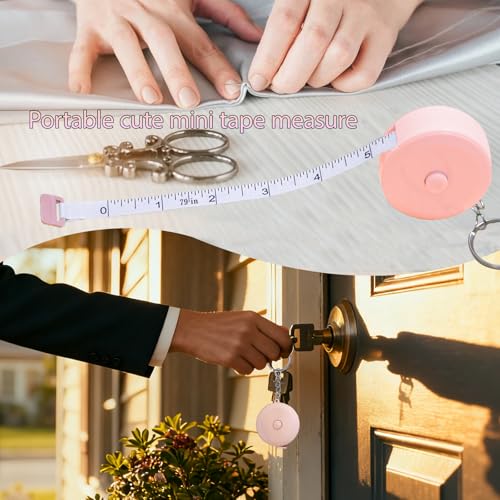 Mini Measure Tape 79 Inch/2M Dual Sided Retractable Tape Measuring for Body,Sewing, Cloth, Furniture,Height (Pink) - color: Pink