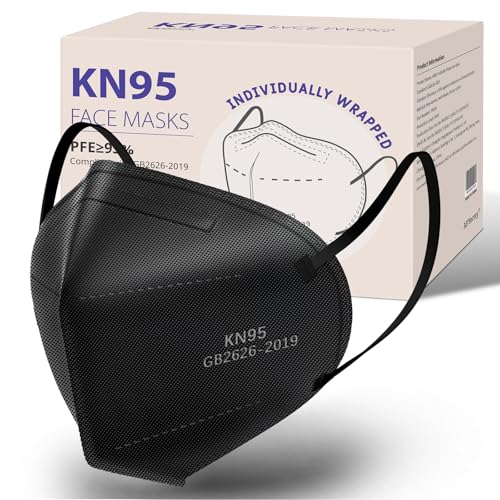 KN95 Face Masks 100 Packs, Breathable Disposable Face Mask for Adults and Teens - color: Black-100 Pack