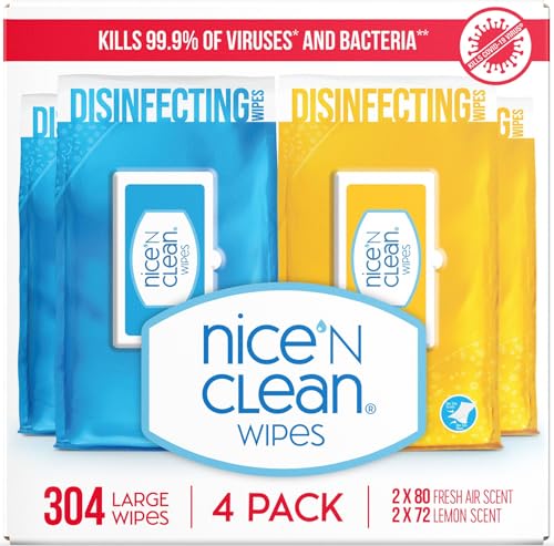 Nice 'N Clean Disinfecting Surface Wipes 304ct | Cleans & Disinfects Home & Kitchen Surfaces | Fresh & Lemon Scent - size: 304 Count (Pack of 1)