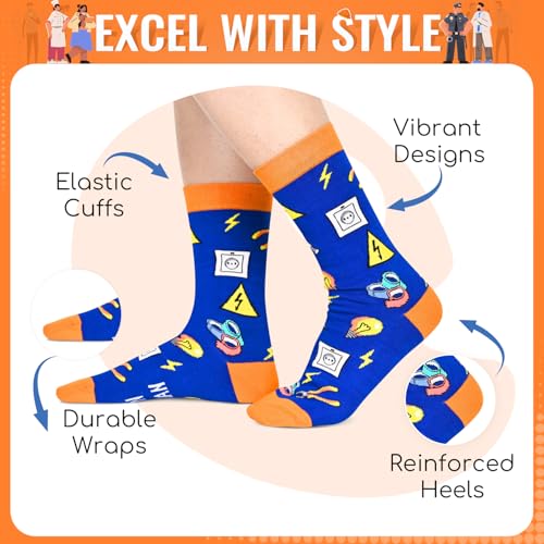 HAPPYPOP Funny Gifts for Women Men - Mechanic Graphic Designer Bus Driver Plumber Sock - color: Trust Me I'm an Electrician