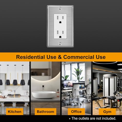 10 Pack BESTTEN Decorator Switch or Receptacle Outlet Metal Wall Plate - size: 1 Gang Decor