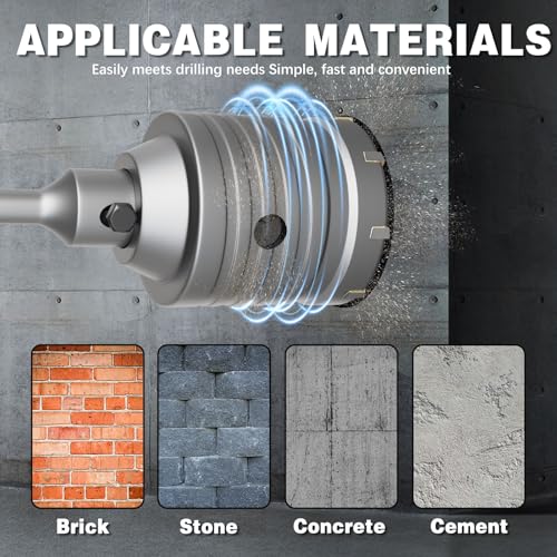 2-3/4" Concrete Hole Saw,70mm Masonry Hole Saw, with 220mm SDS Plus Shank Connecting Rod for Concrete Brick Cement Stone Wall Drilling Home Improvement - size: （2-3/4" 70mm）