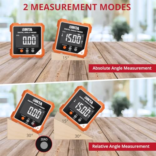 BINTA Digital Angle Finder with Laser, 4-side Magnetic Angle Gauge Orange - color: Orange