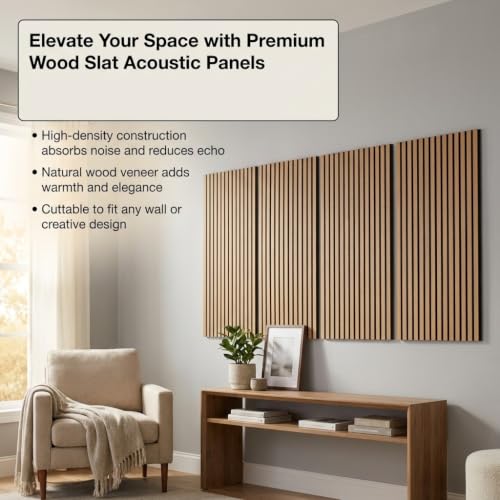 5 Pcs Wood Slatwall Panels Large Acoustic Panels for Wall 47.2 x 23.6 x 0.4 Inch Soundproof Sound Dampening Wood Veneer Sound Absorbing Wall Panel for Bedroom Home Studio Office (Teak) - color: Teak