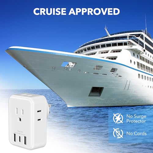 BN-LINK Multi Plug Outlet Extender with AC Outlets and USB Ports, Outlet Splitter with 3 USB Ports (1 USB C), Wall Charger Adapter for Dorm, School, Travel, Office, Home (4 Outlets (Pack of 1)) - size: 4 Outlets(USB)