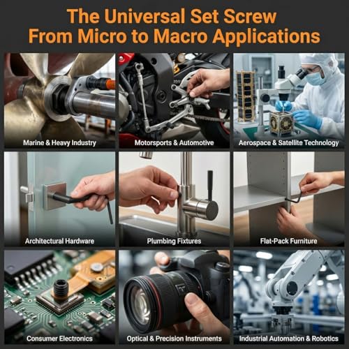 360 Pcs Set Screws Assortment Kit (32 Sizes, Metric & SAE) – 12.9 Alloy Steel Hex Socket Grub Screws with Allen Keys for Door Handles, Bathroom Fixtures, Knobs & Machinery