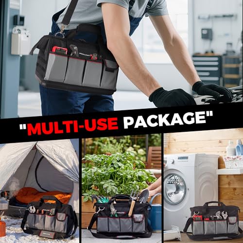 IRONLAND 16.5 Inch Hard & Sturdy Bottom Tool Bag Organizer for Men