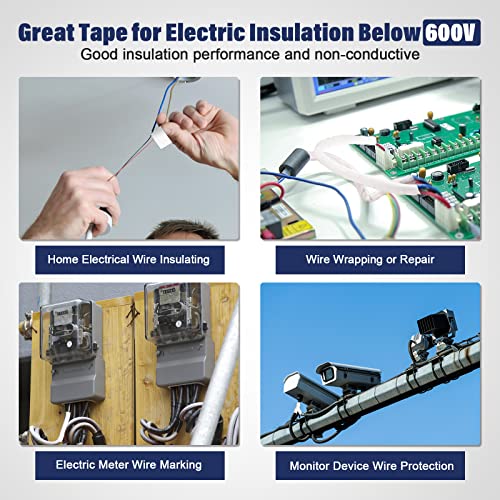 White Electrical Tape Vinyl PVC Electric Tape for Wire Insulating, DIY - color: White