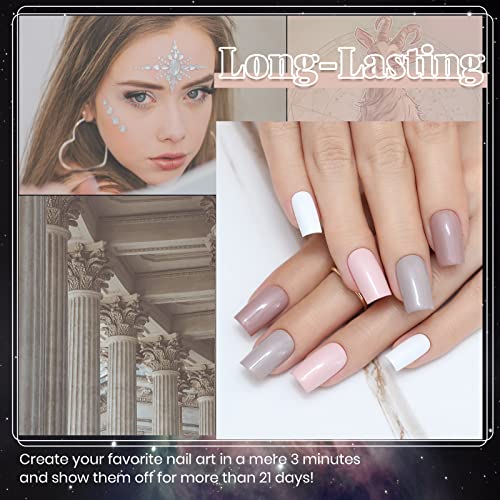 Beetles Nude Gel Nail Polish Set, Neutral Gray Gel Polish Sliver - color: A - Nude Gray Brown Silver | Goat's Tail