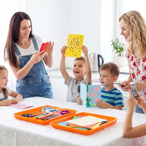 Maitys 15 Pack Plastic Art Trays 12 x 16 Inch Sensory Trays, Orange - color: Orange