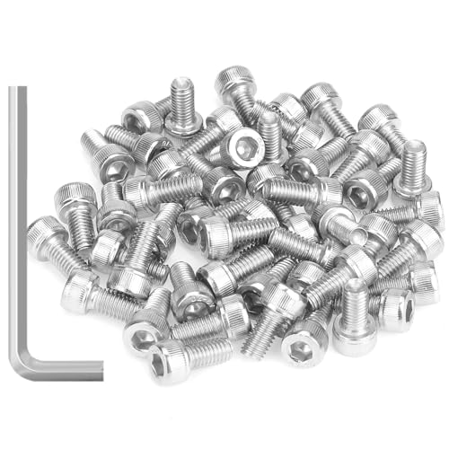 55 Pieces M5 x 10mm Socket Head Cap Screws, Thread Pitch 0.8mm, Sutemribor M5 Screws, 304 Stainless Steel, Fully Threaded, Silver - size: M5 x 10mm, style: Socket Head