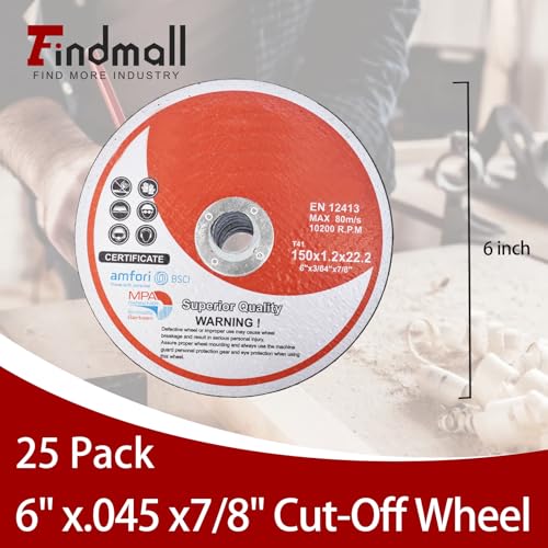 25 Pack 6"x.045"x7/8" Cut-Off Wheel - Metal & Stainless Steel Cutting Discs - size: 25pcs 6"*0.045"*7/8"