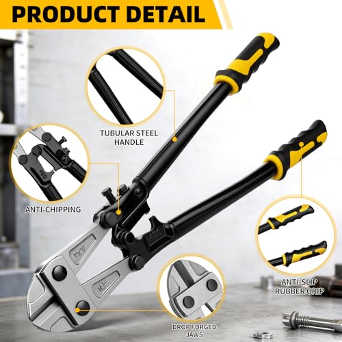 GRENPRO 18 Inch Heavy Duty Bolt Cutter, Chrome Vanadium, Anti-Slip Handle - style: 18" Bolt Cutter