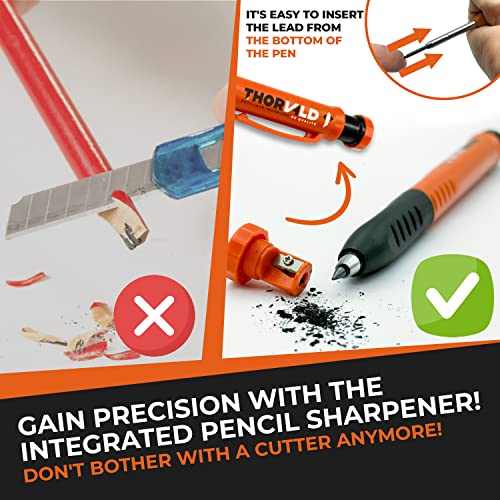 THORVALD 2 Carpenter Square 7 inch (1/16" Precision) + 2 Pencils + 12 Leads - T Square Multi-Purpose Carpenter Tools : Wrench, Protractor, Ruler, Marking Gauge, Drill Gauge, Carpentry Pencil - color: 2 Squares + 2 Pencils + 12 Leads