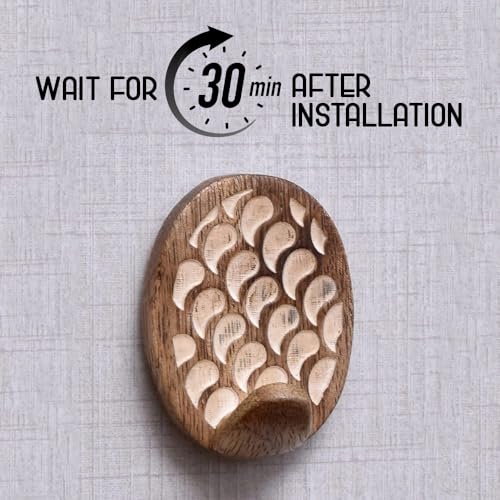 Indian Shelf 6 Piece Wooden Adhesive Wall Hooks for Keys, Bags and Hats - color: Brown Style 4