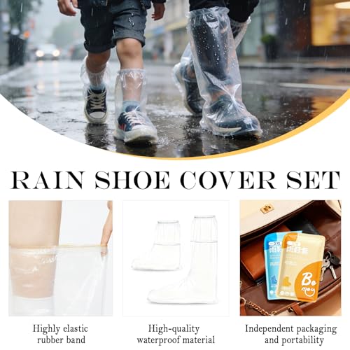 Individually Packaged Rain Shoe Covers for Adults, 40 Pcs Clear Disposable Plastic Shoe Ponchos, Wear-resistant & Portable，Perfect for Use in Rain, Snow and Disney (Kids + Adults, L 40Pcs) - size: Kids + Adults L 40Pcs