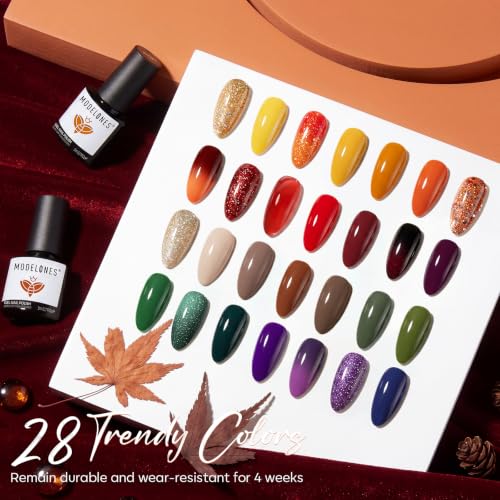 modelones Gel Nail Polish Set Color Changing 28 Colors Primer Top Base Coat - color: A0-Winter Color Changing