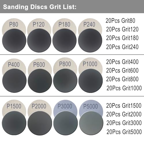 240 Pcs 2 Inch Sanding Discs Kit, 80-5000 Grit Hook and Loop Sand Paper - style: 2 Inch 240PCS 80-5000 Grit