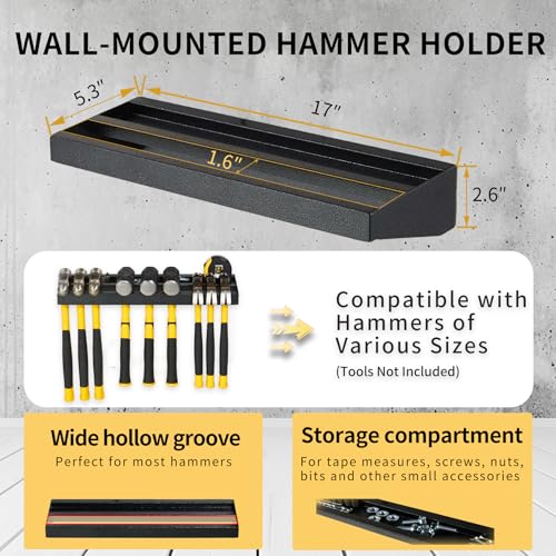 Wall Mount Hand Tool Organizer, Screwdriver Organizer, Pliers Holder, Hammer Rack, 2 Pcs Set Heavy Duty Utility Storage Rack for Garage, Workshop (Charcoal Grey) - color: Charcoal Grey