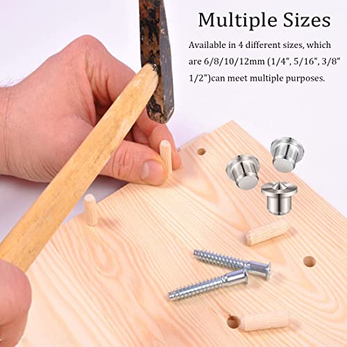 ELANE 48 Pcs Dowel Centering Pins,Metal Dowel Pins Dowels for Woodworking ( 1/4,5/16,3/8,1/2 ) (48)